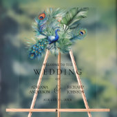 Indian Peacock Feathers Wedding Welcome Acrylschild (Neutral)