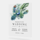 Indian Peacock Feathers Wedding Welcome Acrylschild (Winkel)