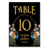 Indian Peacock Floral Wedding Tischnummer Cards (Rückseite)