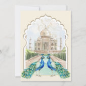Indian Peacock Gold Taj Mahal Ästhetische Hochzeit Einladung (Rückseite)