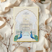 Indian Peacock Gold Taj Mahal Ästhetische Hochzeit Folieneinladung