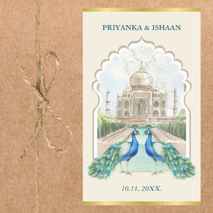 Indian Peacock Gold Taj Mahal Ästhetische Hochzeit Rechteckiger Aufkleber