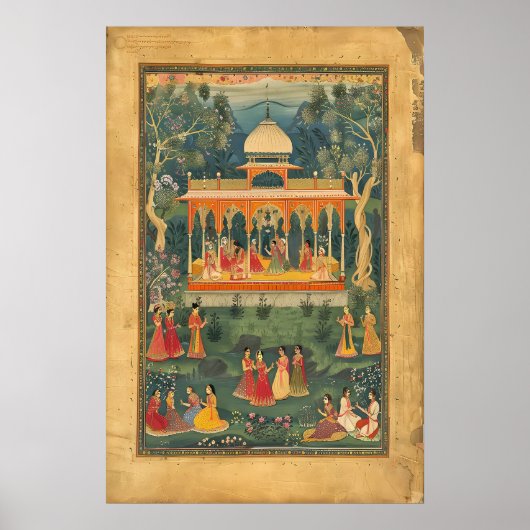 Indian Pichwai Art Poster Mughal Royal Pavilion (Vorne)