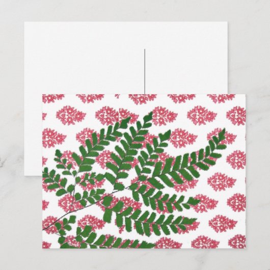 Indian Print Pink & Fern Postkarte (Vorne/Hinten)