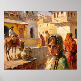 Indian Rajasthan Village Art Poster