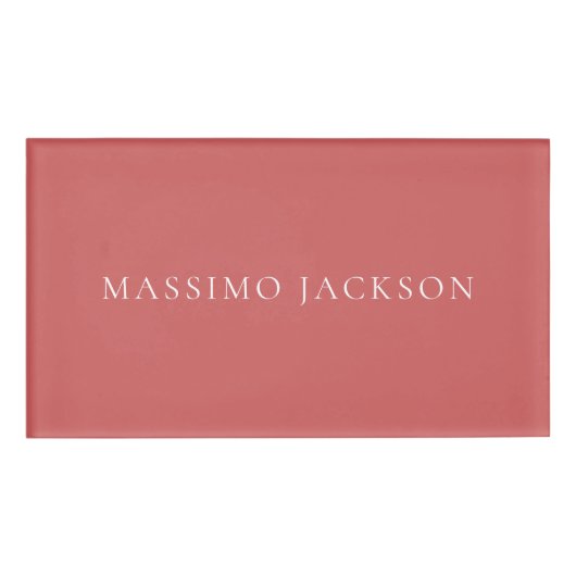 Indian Red Minimalist Plain Modern Aesthetic Look Namenschild (Vorderseite)