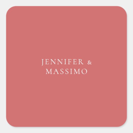 Indian Red Minimalist Plain Modern Aesthetic Look Quadratischer Aufkleber (Vorderseite)