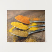 Indian Restaurant Asian Spices on Spoons Küche Wandteppich (Vorderseite (Horizontal))