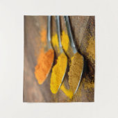 Indian Restaurant Asian Spices on Spoons Küche Wandteppich (Vorderseite)