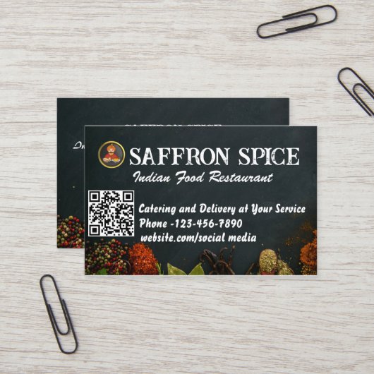 Indian Restaurant Business Card Visitenkarte (Vorderseite/Rückseite Beispiel)