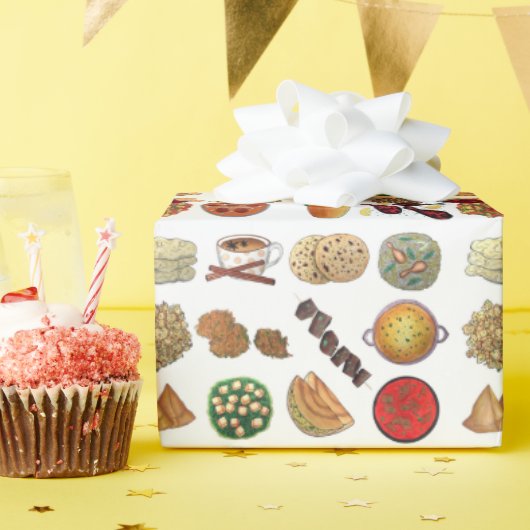 Indian Restaurant Foods Naan Dosa Samosa Aloo Gobi Geschenkpapier (Geburtstagsparty)