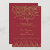 Indian Rich Red Gold Mehndi Hindu Wedding Einladung (Vorne/Hinten)