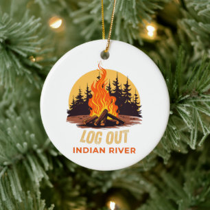 Indian River Michigan Lagerfeuer Keramik Ornament