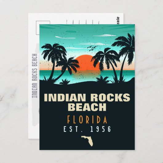 Indian Rocks Beach Florida Retro Sunset Souvenirs Postkarte (Vorne/Hinten)