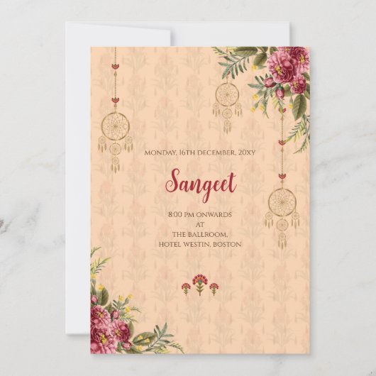 Indian Sangeet Einladung & indische Hochzeitkarten (Vorderseite)
