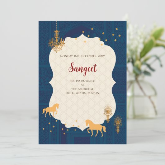 Indian Sangeet Einladung & indische Hochzeitkarten (Stehend Vorderseite)