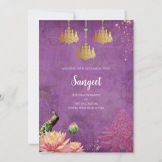 Indian Sangeet Einladung & Peacock Hochzeitskarten
