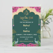 Indian Save the Date Card, Wedding Announcement Einladung (Stehend Vorderseite)