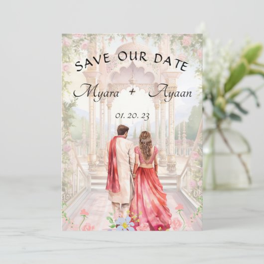Indian Save the date template Indian wedding card Einladung (Stehend Vorderseite)