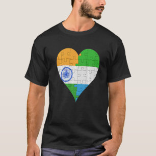 Indian Sierra Leone Flag Herz T-Shirt