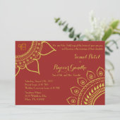 Indian SIkh Ik Onkar Wedding Invite Mehndi Sangeet Einladung (Stehend Vorderseite)