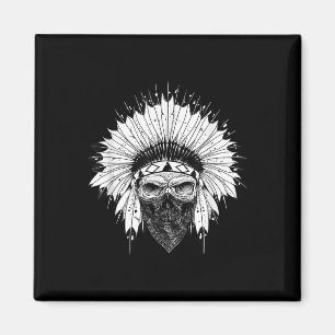 Indian Skull Rag , Indianerattoo, Zany Br Magnet