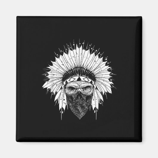 Indian Skull Rag , Indianerattoo, Zany Br Magnet (Vorne)