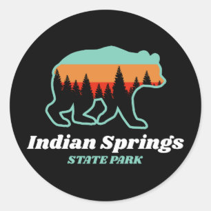 Indian Springs Staat Park Georgia GA Bear Retro Runder Aufkleber