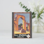 Indian Staat Railways - Besuch Indien Delhi, Vinta Postkarte (Stehend Vorderseite)