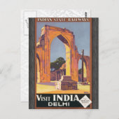 Indian Staat Railways - Besuch Indien Delhi, Vinta Postkarte (Vorne/Hinten)