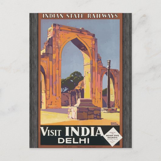 Indian Staat Railways - Besuch Indien Delhi, Vinta Postkarte (Vorderseite)