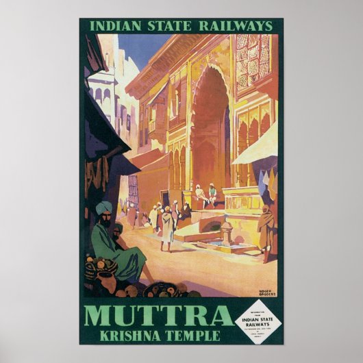 Indian Staat Railways Muttra Krishna Temple Poster (Vorne)
