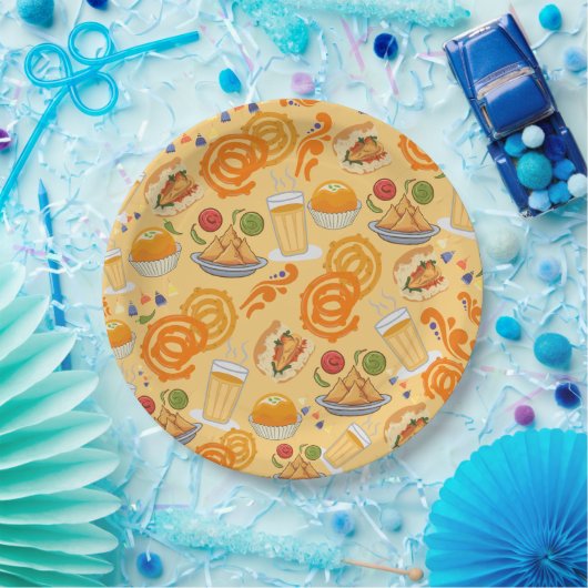 Indian Street Food Pattern farbenfrohe festliche C Pappteller (Party)