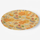 Indian Street Food Pattern farbenfrohe festliche C Pappteller (Schrägansicht)