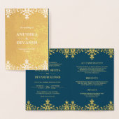 Indian Style Blue Gold Damask Einladung (Anzeige)