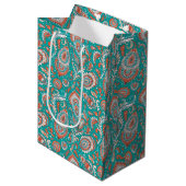 Indian Style Paisley Floral Seamless Pattern Mittlere Geschenktüte (Vorderseite Schrägansicht)