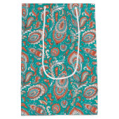 Indian Style Paisley Floral Seamless Pattern Mittlere Geschenktüte (Rückseite)