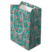 Indian Style Paisley Floral Seamless Pattern Mittlere Geschenktüte (Rückseite Schrägansicht)