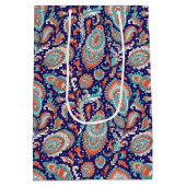 Indian Style Paisley Floral Seamless Pattern Mittlere Geschenktüte (Rückseite)