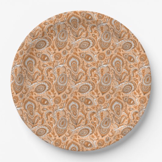 Indian style paisley floral seamless pattern pappteller (Vorderseite)