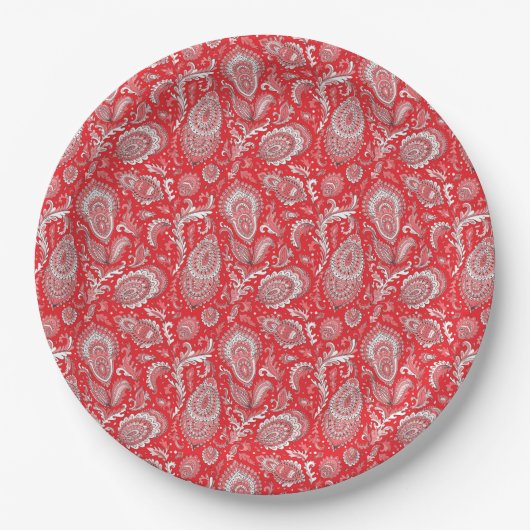 Indian style paisley floral seamless pattern pappteller (Vorderseite)