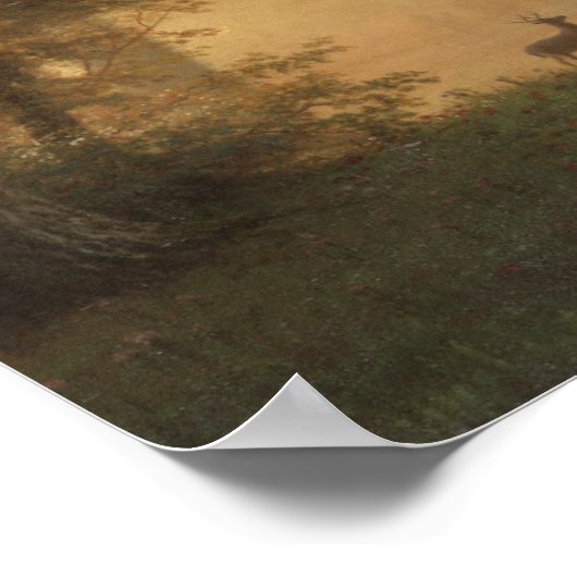 Indian Sunset Deer am See Poster (Ecke)