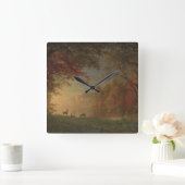 Indian Sunset Deer am See Quadratische Wanduhr (Zuhause)