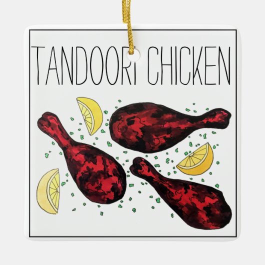 Indian Tandoori Chicken Food Illustration Art Keramikornament (Vorderseite)