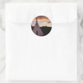 Indian Teepe Sunset Landschaft Runder Aufkleber (Tasche)