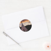 Indian Teepe Sunset Landschaft Runder Aufkleber (Umschlag)