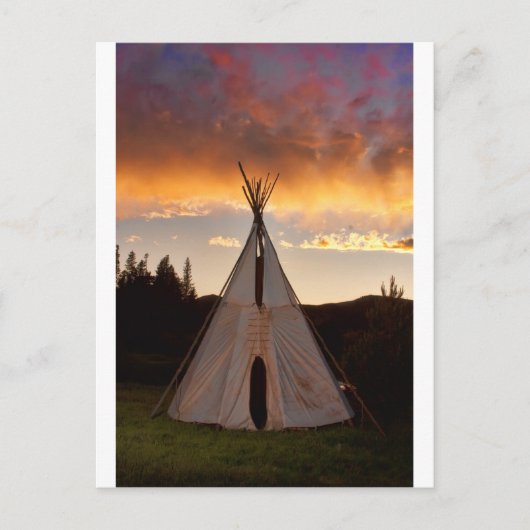 Indian Teepee Sunset Vertikales Bild Postkarte (Vorderseite)