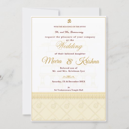  Indian Temple Wedding Invitation  Einladung (Vorderseite)