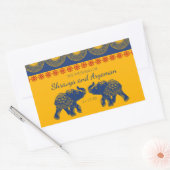 Indian Themed Elefanten bei Royal Blue Wedding Rechteckiger Aufkleber (Umschlag)