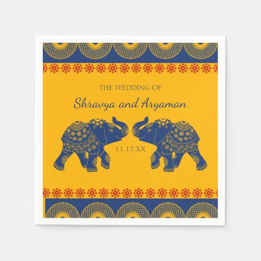Indian Themed Elefanten bei Royal Blue Wedding Serviette (Vorderseite)